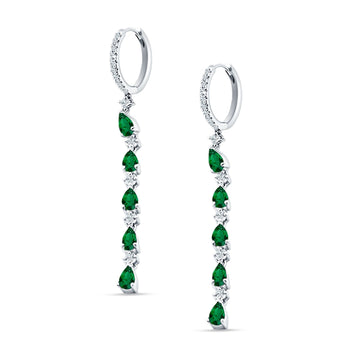 Drop Dangle Hoop Earring Pear Green Emerald CZ 925 Sterling Silver Wholesale